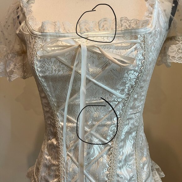 White Brocade Princess Renaissance Fair Corset Top Size M - Picture 10 of 10